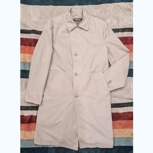 Vintage Sterlingwear Khaki Peacoat Tan Military Trench Coat Shearling Lined 36